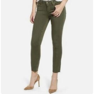 Paige Size 27 Pine Green Verdugo Skinny Bodycon Stretch Jeans Raw Hem